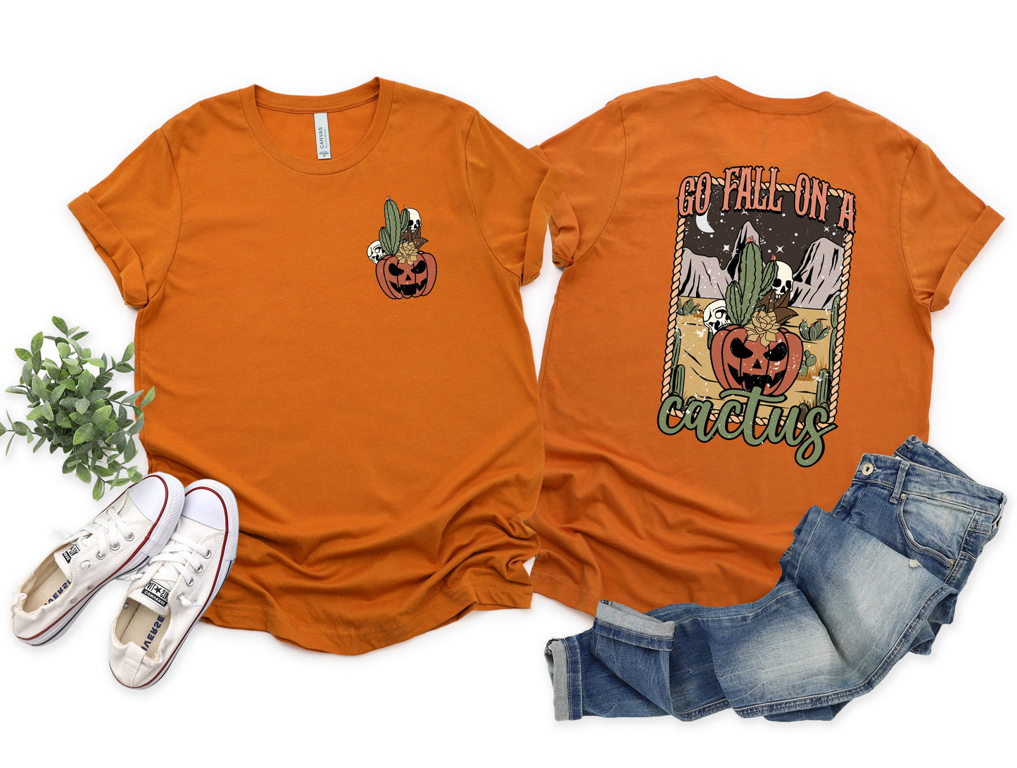 Wholesale Go Fall on a Cactus Graphic Tee - White