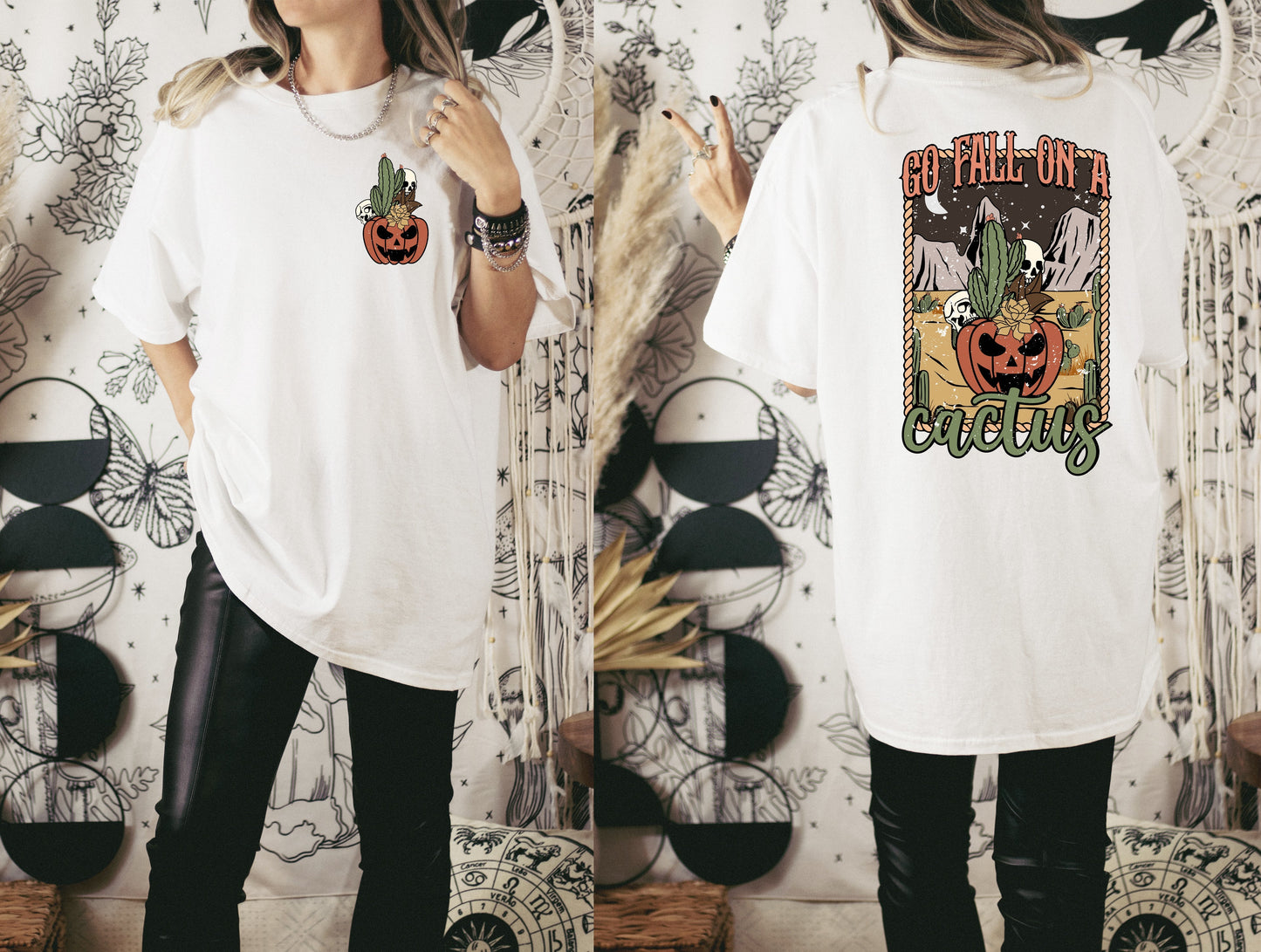 Wholesale Go Fall on a Cactus Graphic Tee - Black