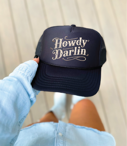 Howdy Darlin' - UNISEX BLACK TRUCKER HAT