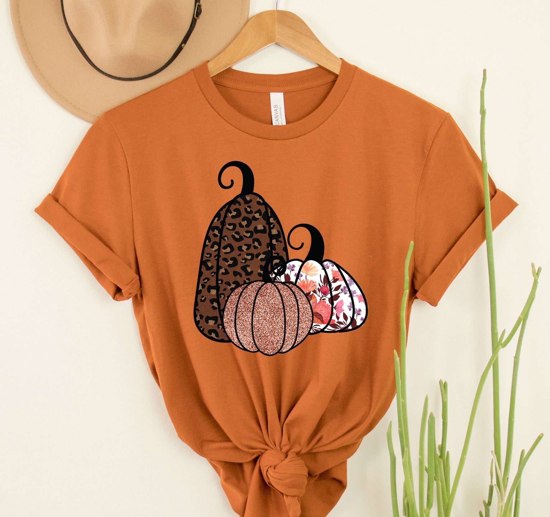 Wholesale Mixed Fall Pumpkins Graphic Tee - Mint