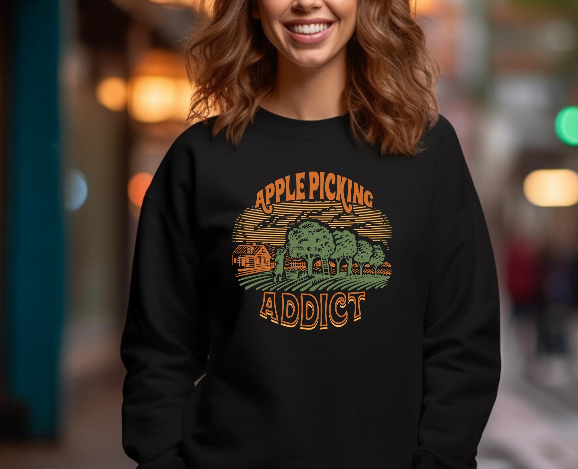 Wholesale Apple Picking Addict Graphic Tee - White