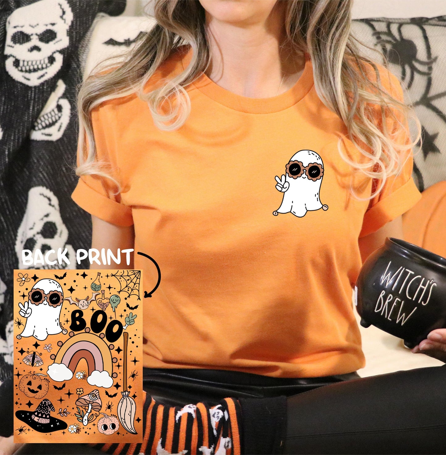 Wholesale Boho Halloween Graphic Tee - Purple