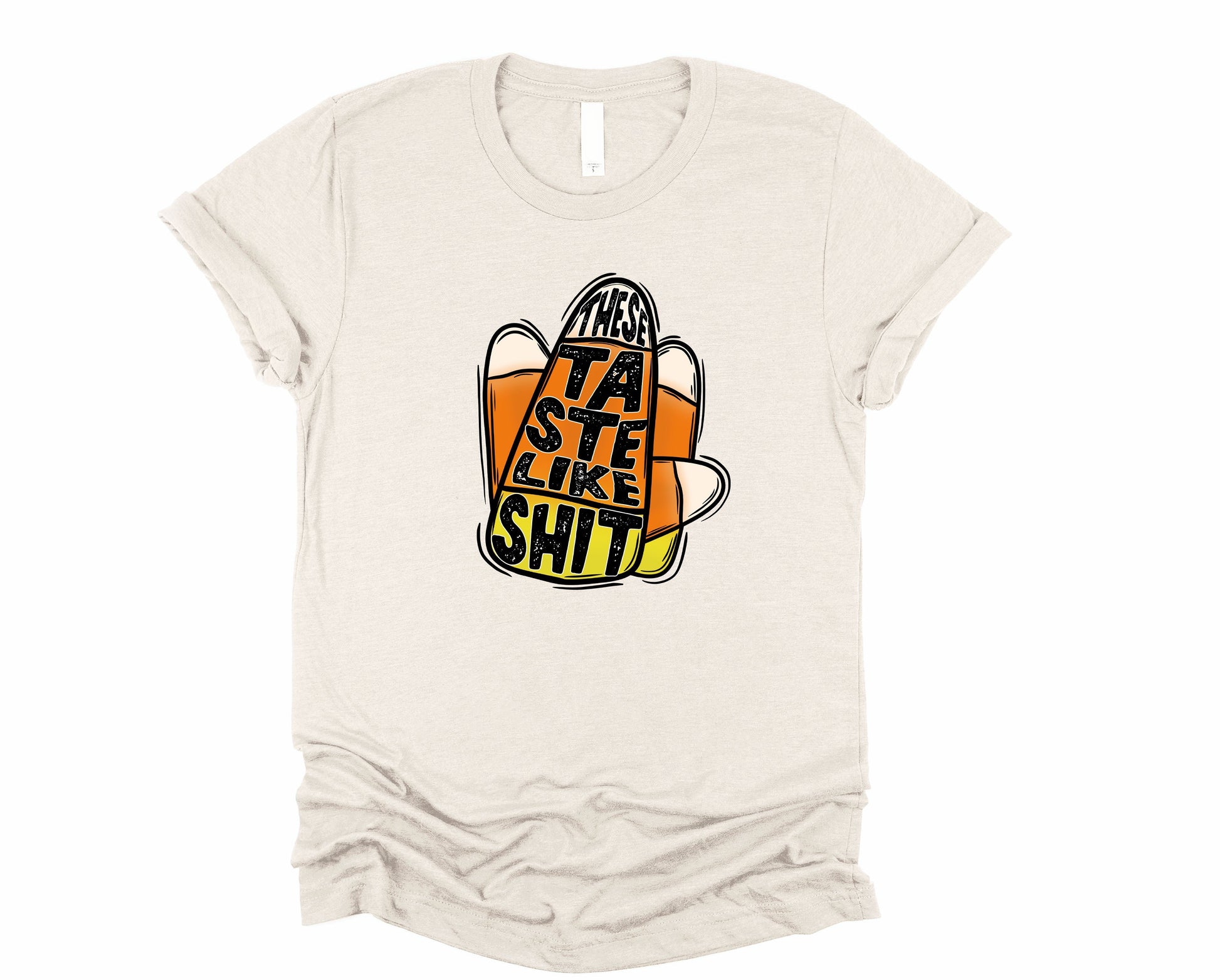 Wholesale Candy Corn Tastes Like Sh*t Graphic Tee - Grey