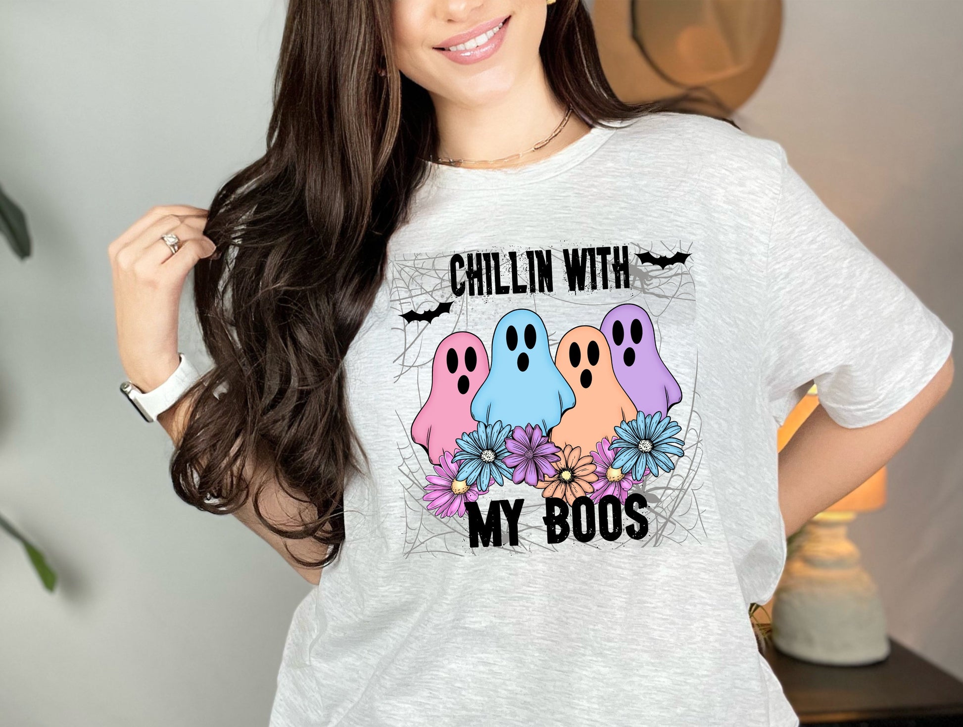 Wholesale Chillin with my Boos Graphic Tee - Ash