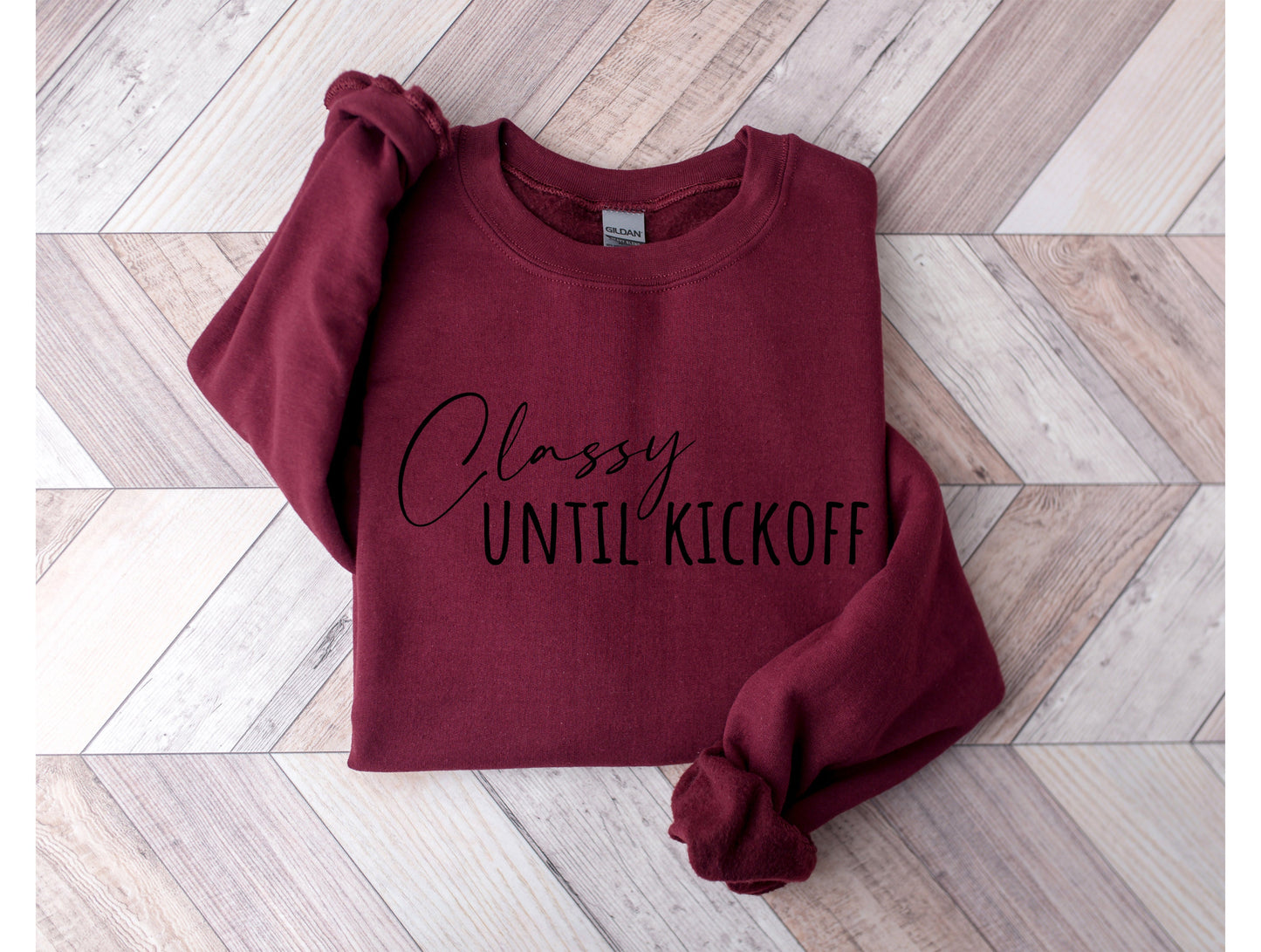 Wholesale Classy Until Kickoff - Maroon Sweatshirt