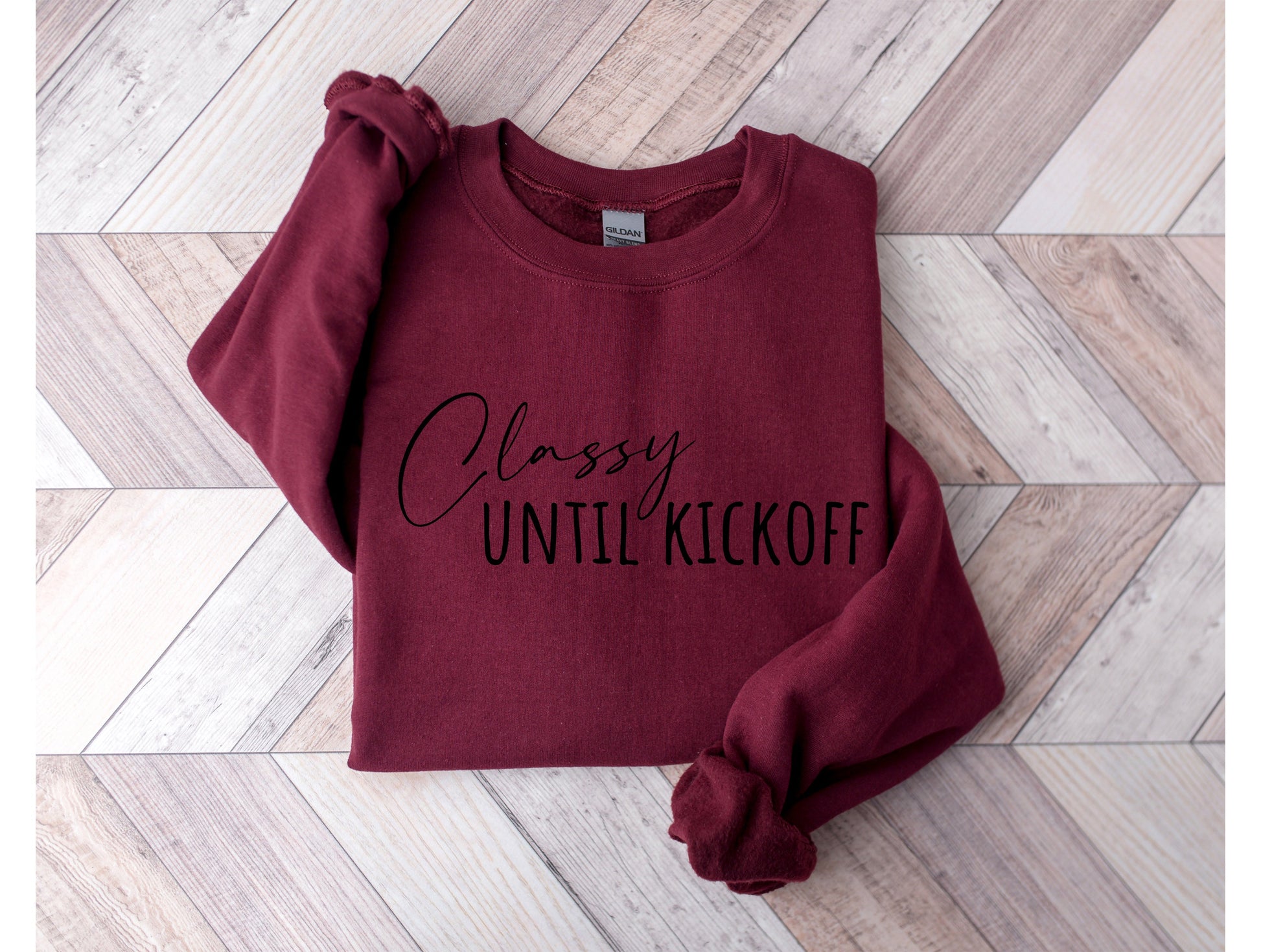 Wholesale Classy Until Kickoff - Maroon Sweatshirt