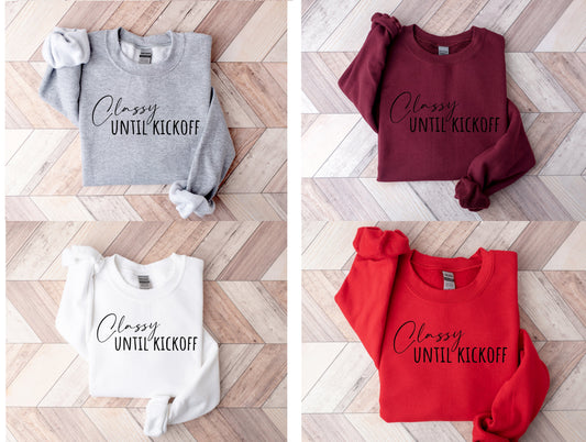 Wholesale Classy Until Kickoff - White Sweatshirt