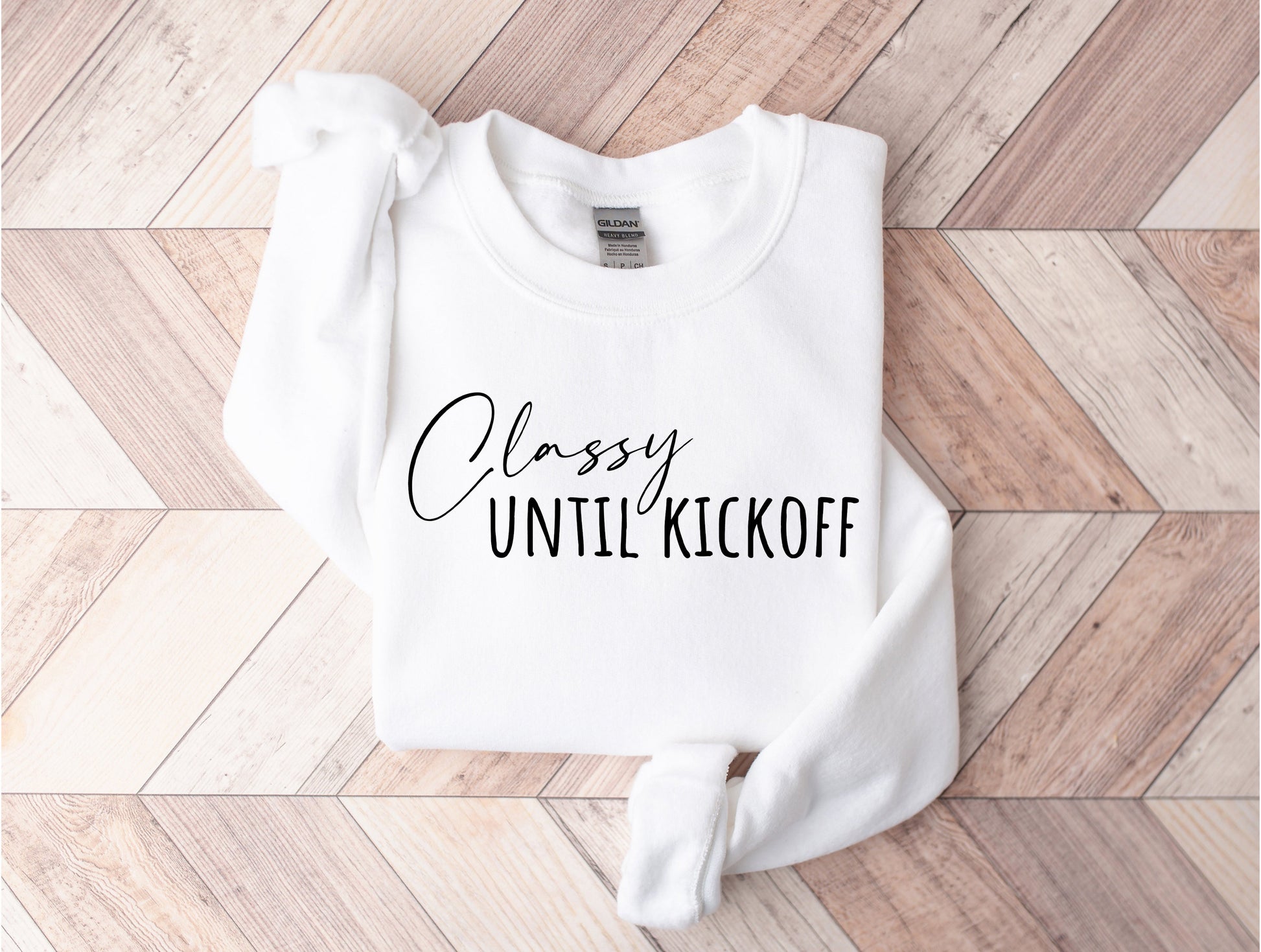 Wholesale Classy Until Kickoff - White Sweatshirt