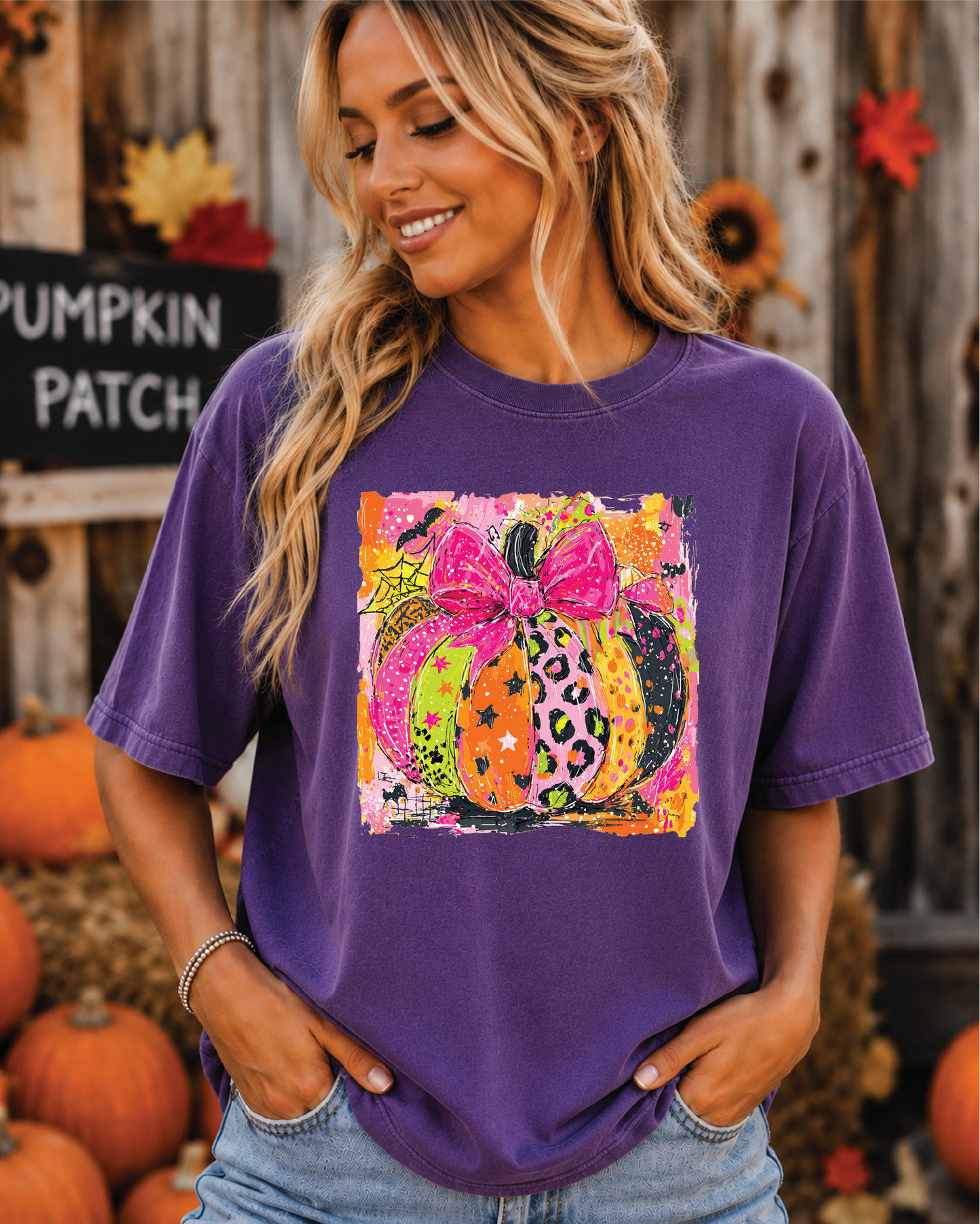 Halloween Colorful Pumpkin- Unisex Graphic Tee