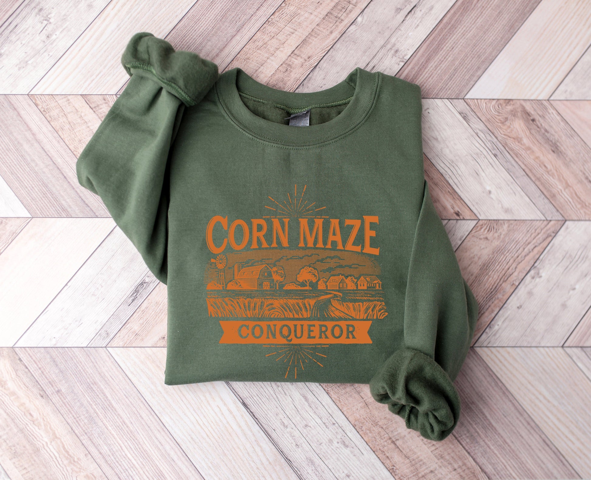 Wholesale Corn Maze Conqueror Graphic Tee - Black Long Sleeve Tee