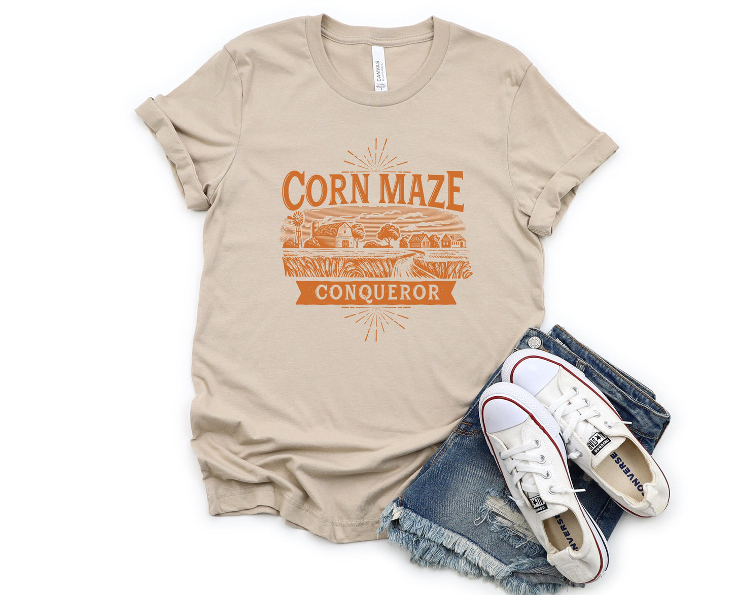 Wholesale Corn Maze Conqueror Graphic Tee - Military Green Sweatshirt