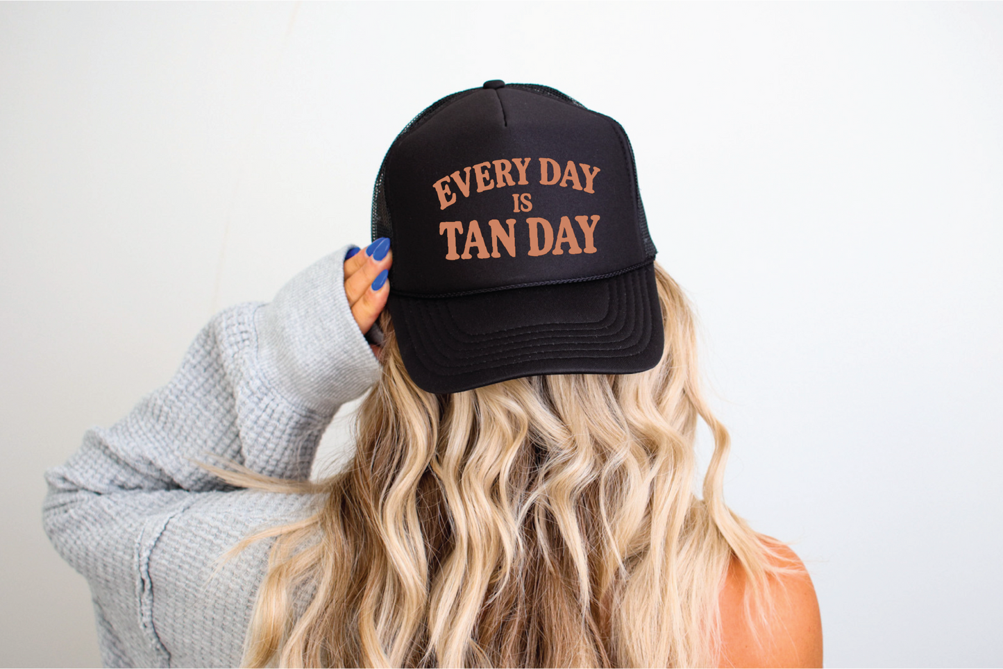 Everyday is Tan Day DTF Printed - UNISEX Black Trucker Hat