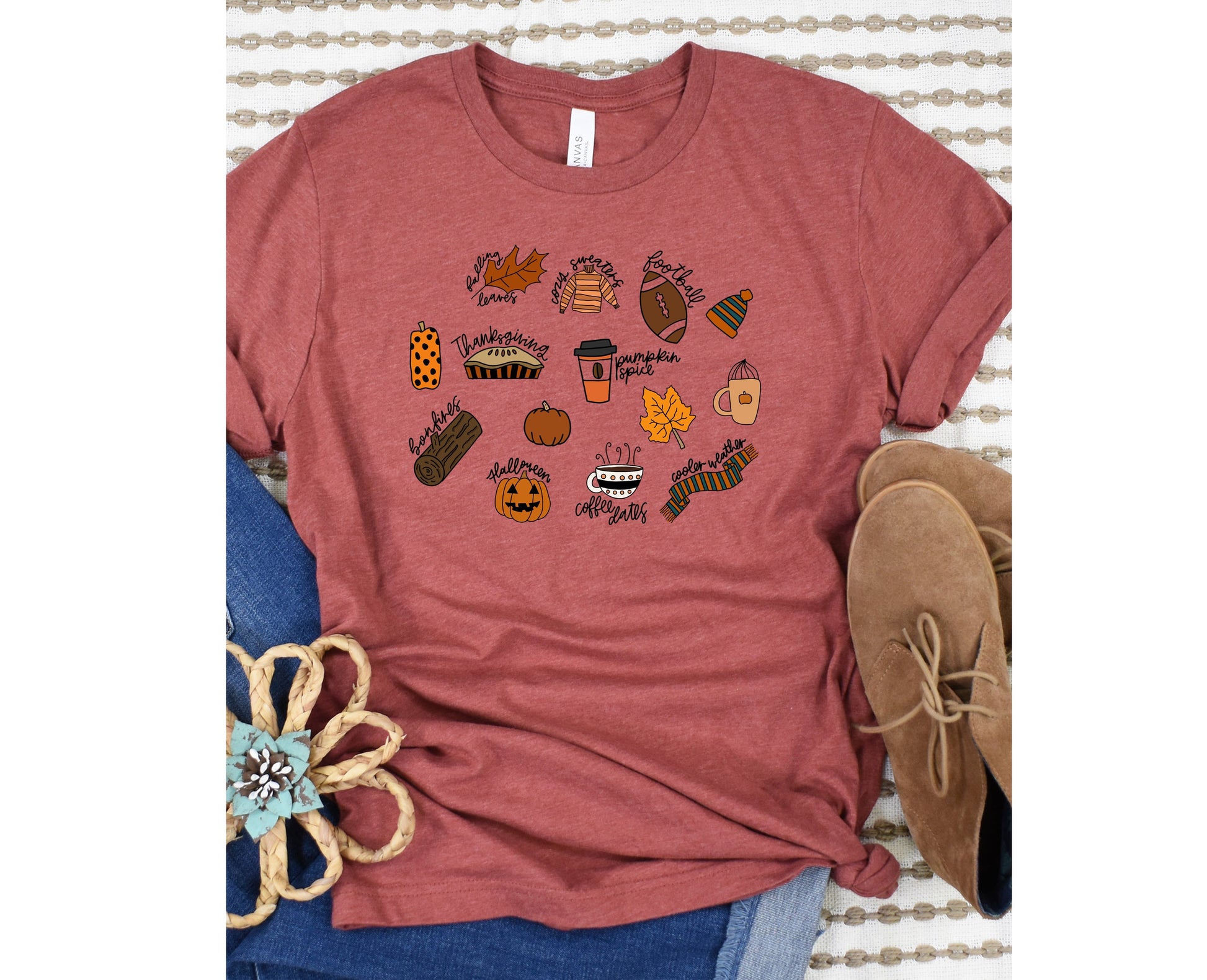 Wholesale Fall Favorites Graphic Tee - Tan Tee