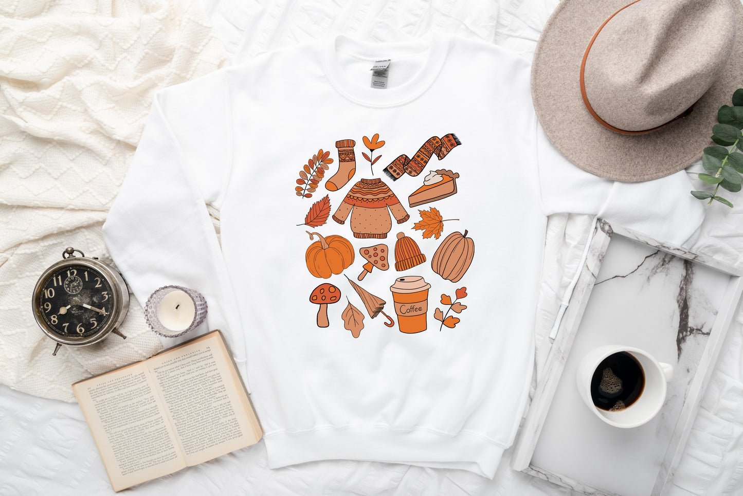 Wholesale Fall Favs Graphic Tee - White Sweatshirt