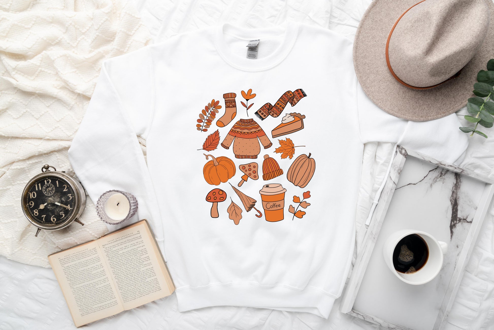 Wholesale Fall Favs Graphic Tee - White Sweatshirt
