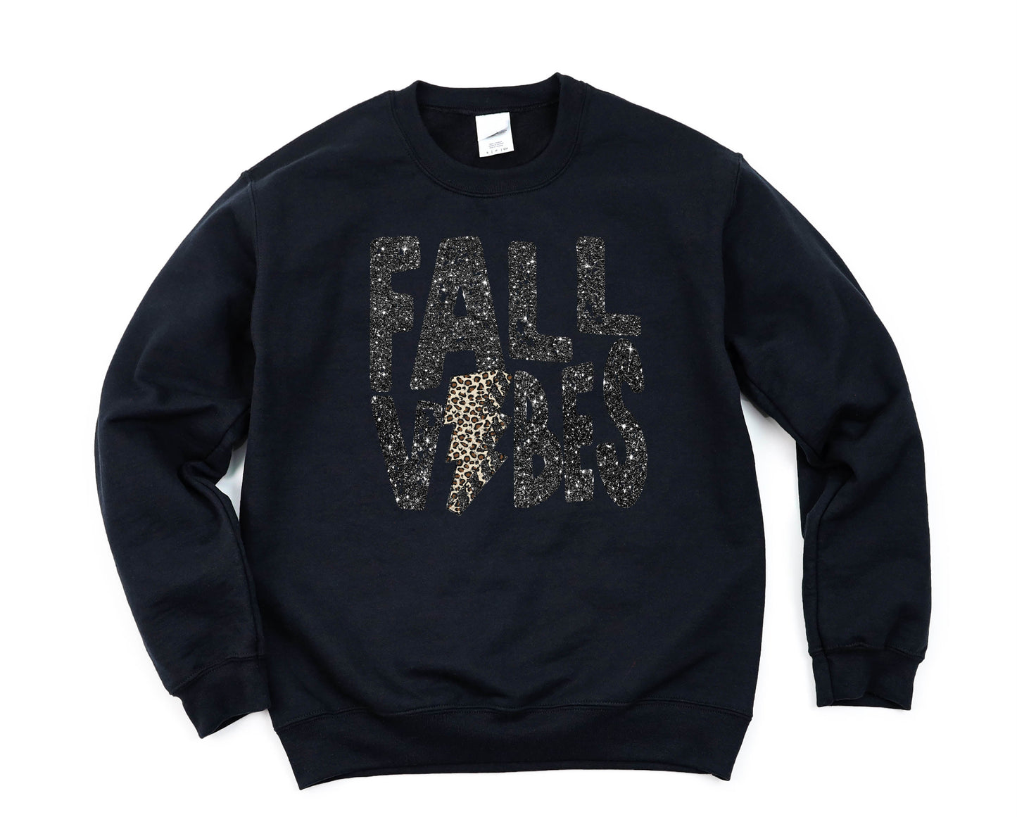 Wholesale Fall Glitter Vibes Graphic Tee - Black Gildan Sweatshirt