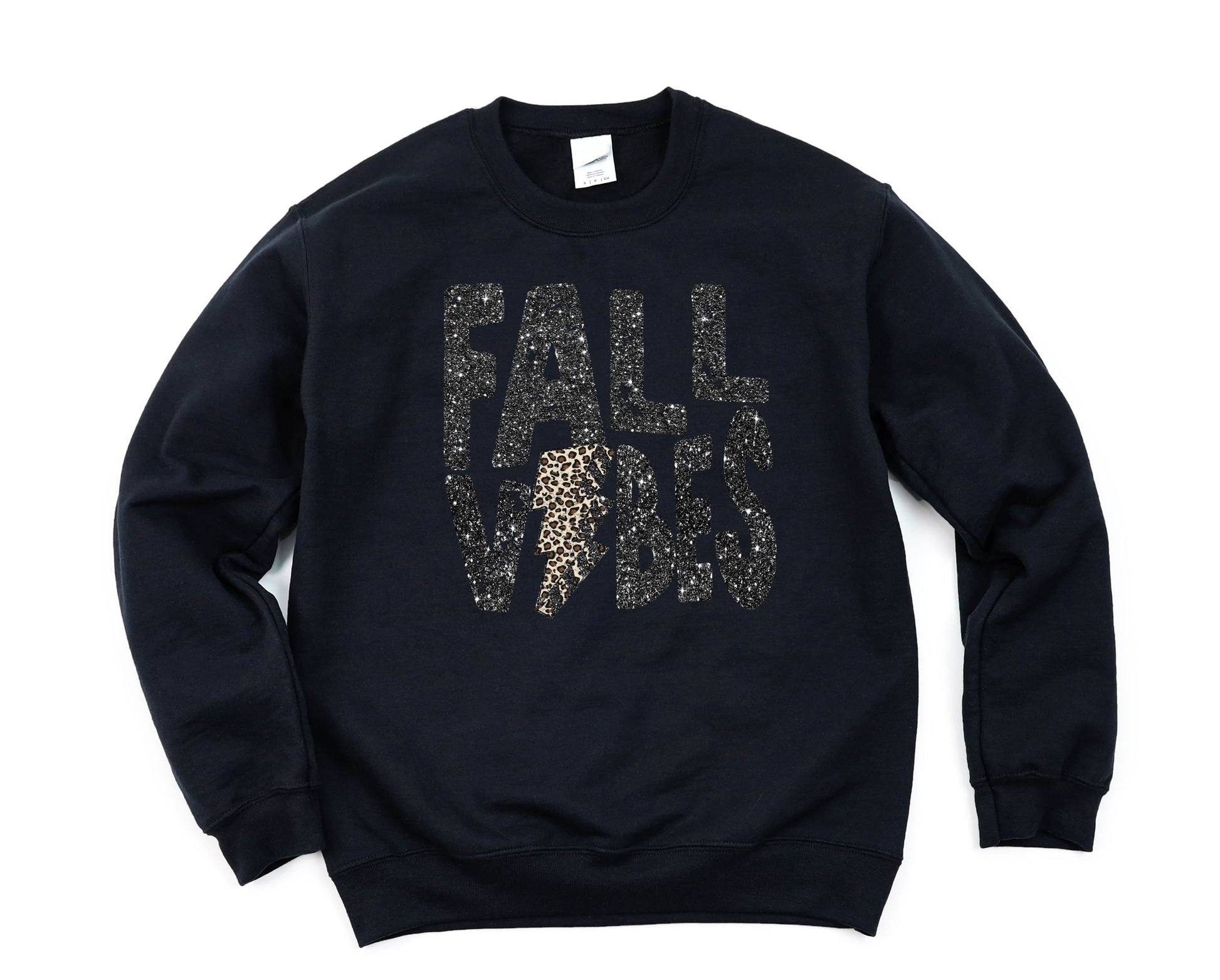 Wholesale Fall Glitter Vibes Graphic Tee - Black Gildan Sweatshirt