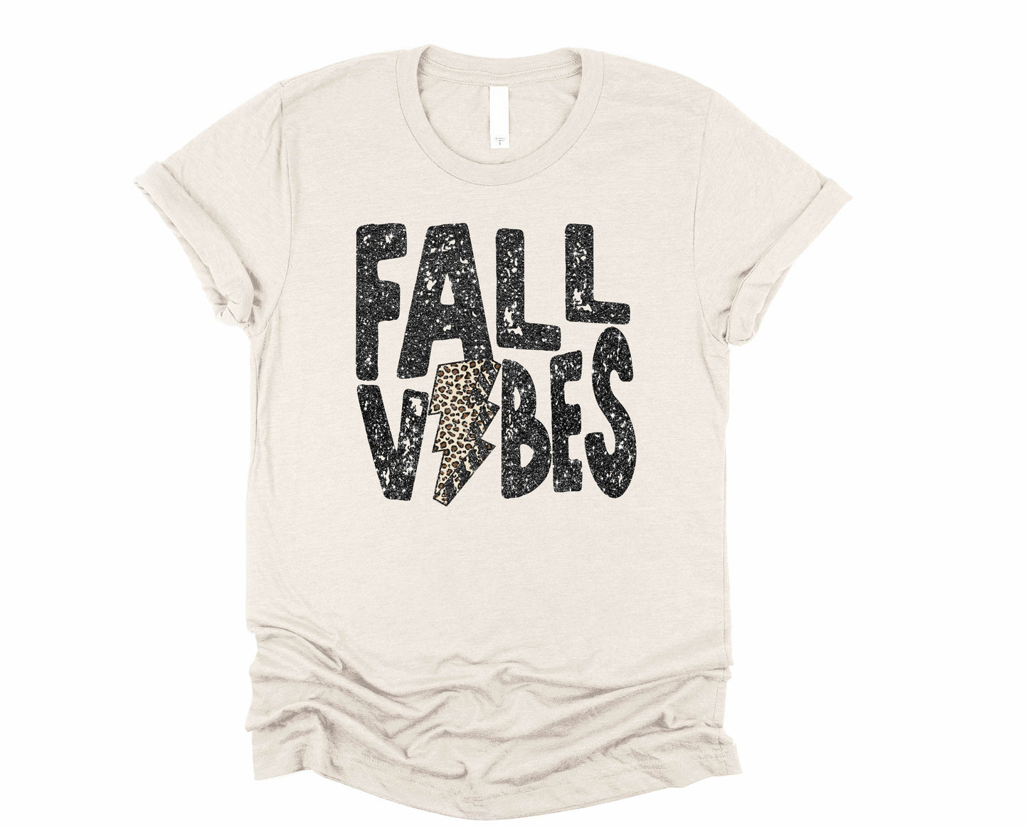 Wholesale Fall Glitter Vibes Graphic Tee - Black