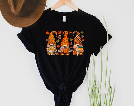 Wholesale Fall Gnomes Graphic Tee - Black