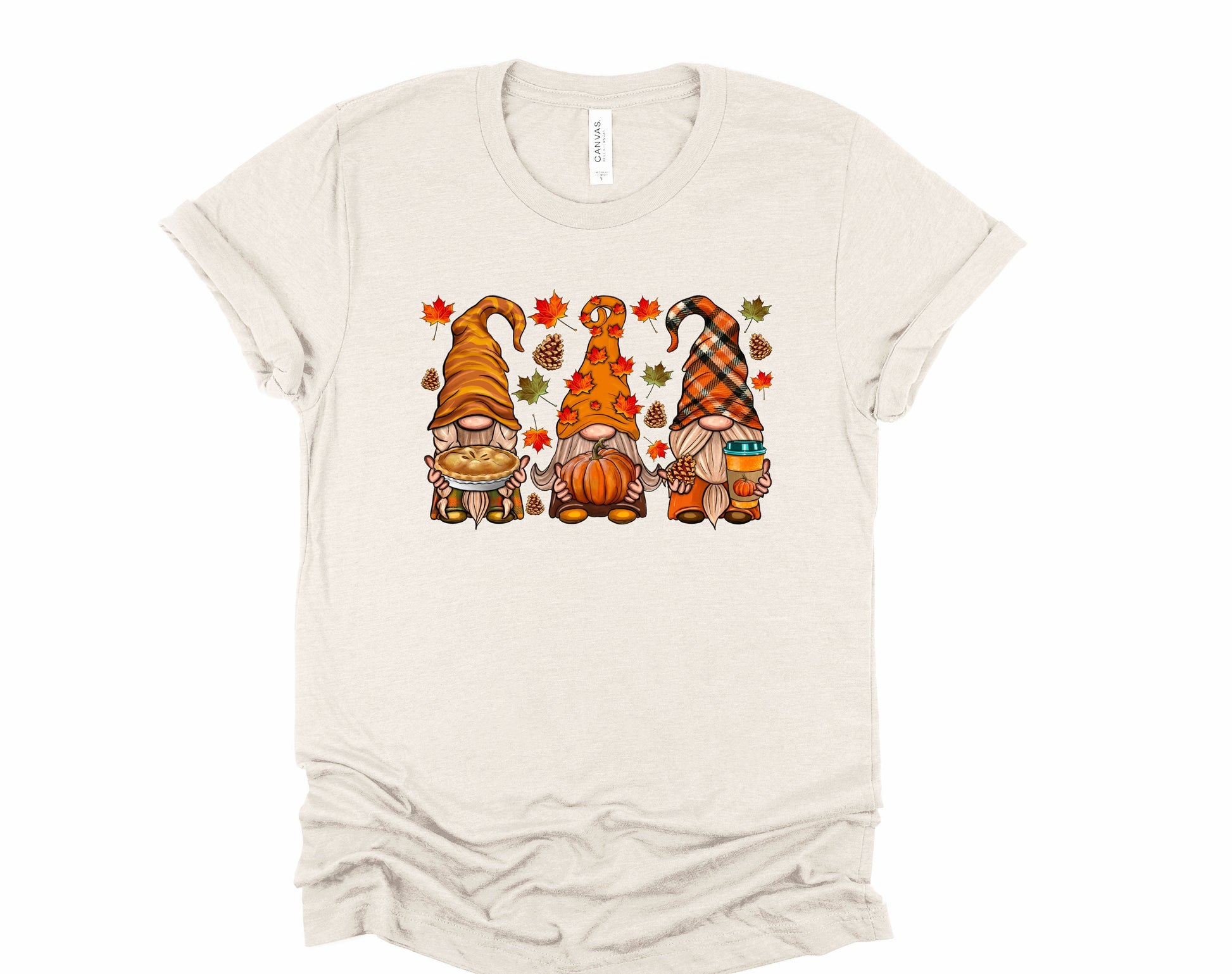 Wholesale Fall Gnomes Graphic Tee - Heather Sand