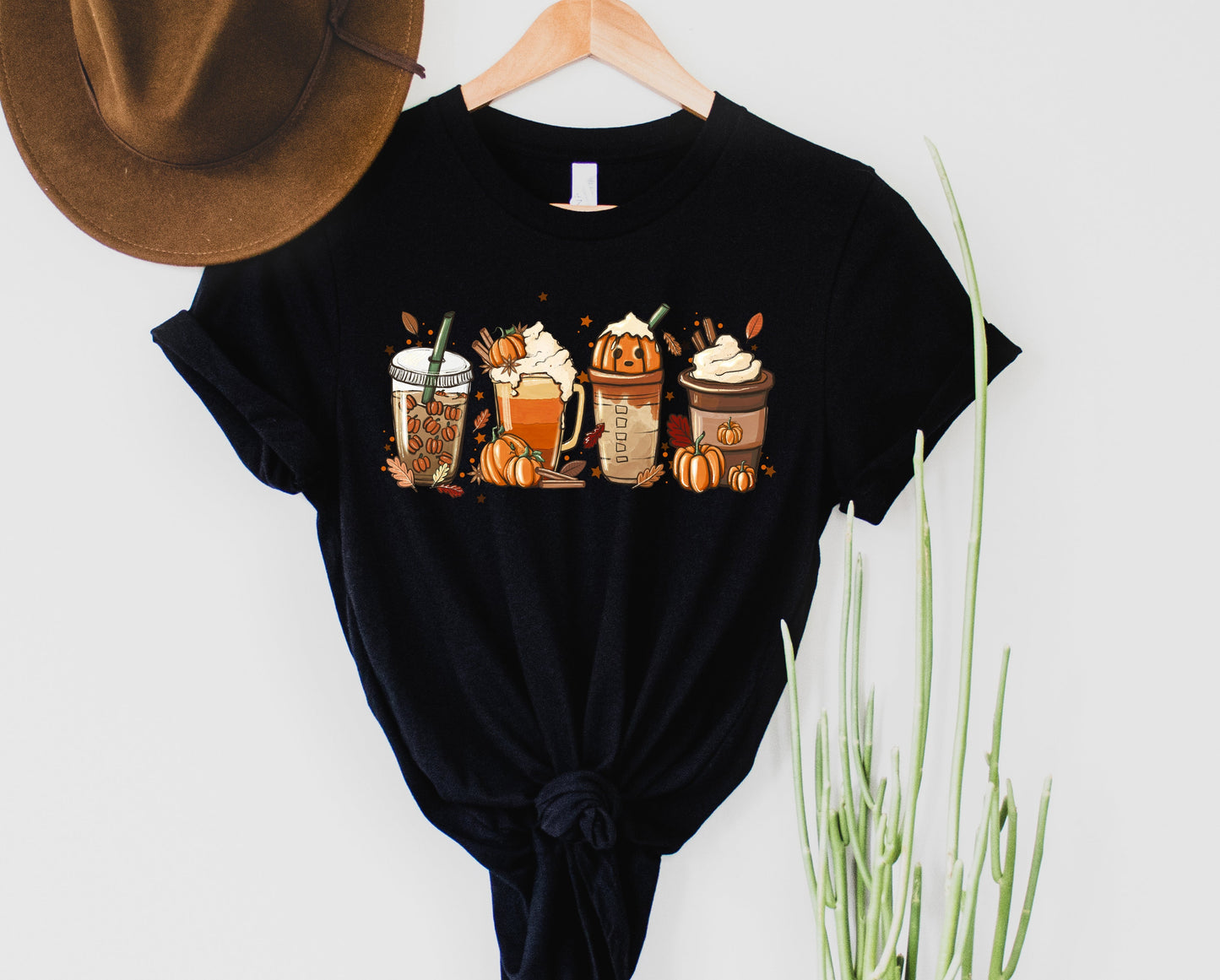 Wholesale Fall Latte Graphic Tee - Black
