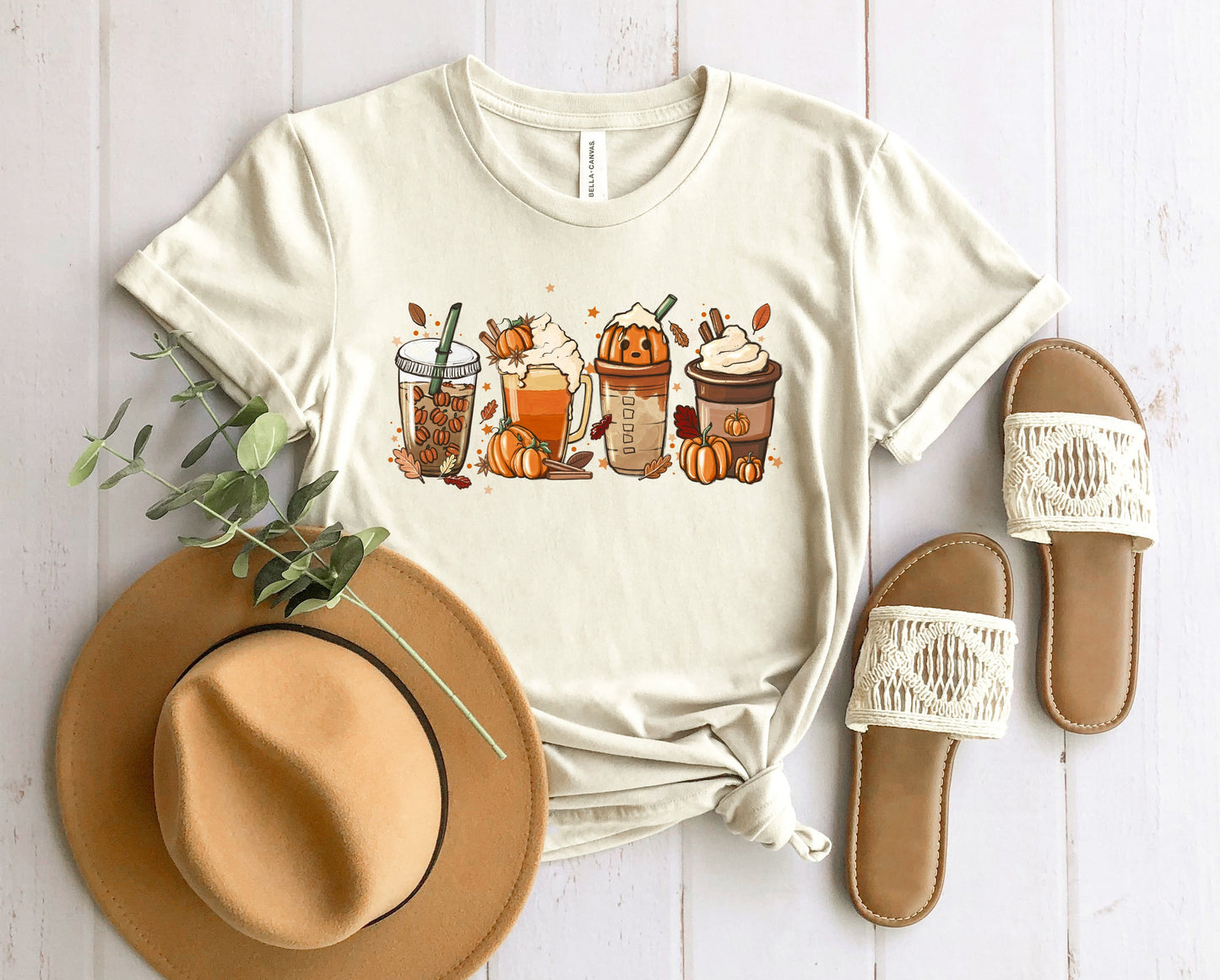 Wholesale Fall Latte Graphic Tee - Heathered Forest
