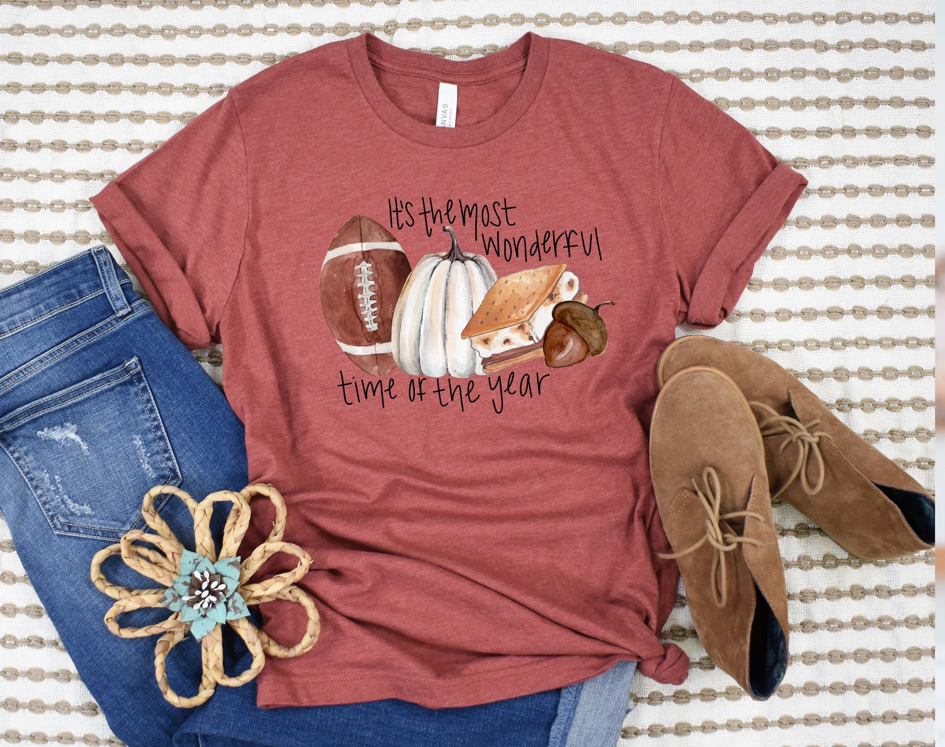 Wholesale Fall It's the Most Wonderful Time of the Year Graphic Tee - Heather Clay
