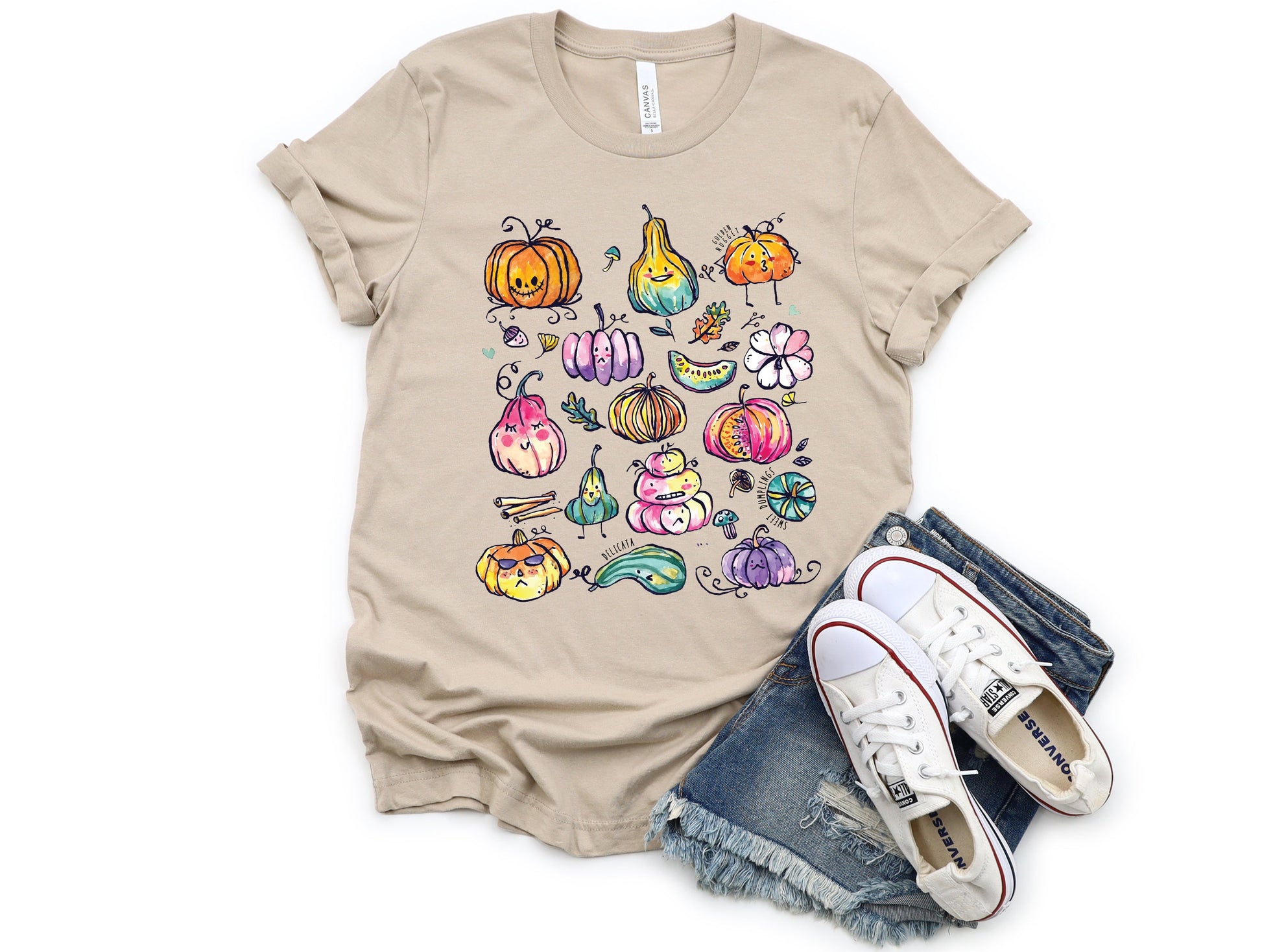 Wholesale Fall Squash Graphic Tee - Tan