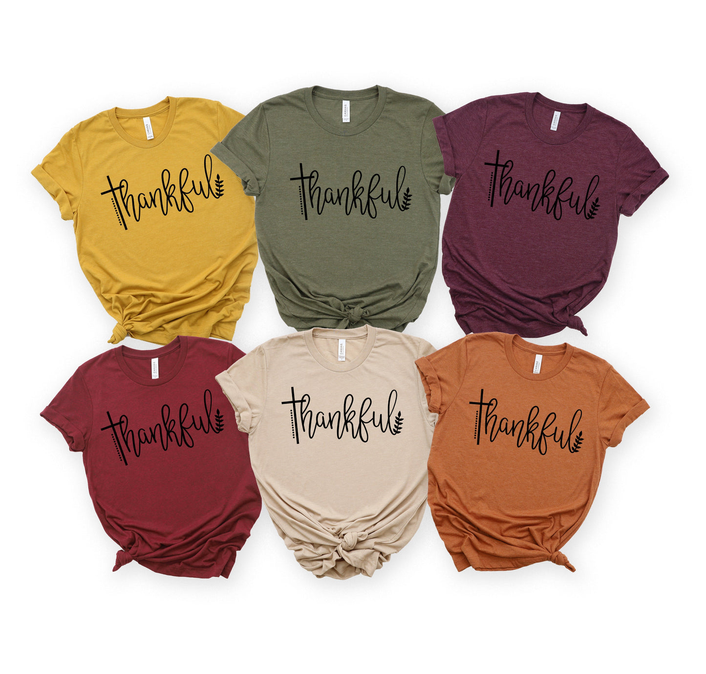 Wholesale Fall Thankful Graphic Tee - Heather Mustard