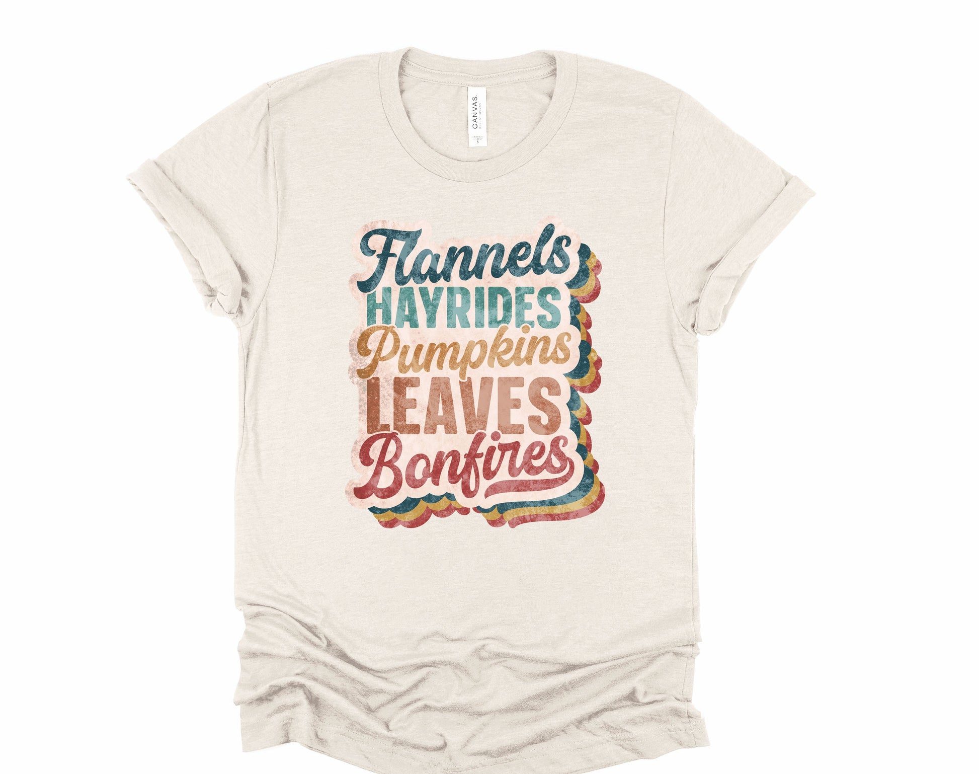 Wholesale Flannels Hayrides and Pumpkins Graphic Tee - Heather Sand