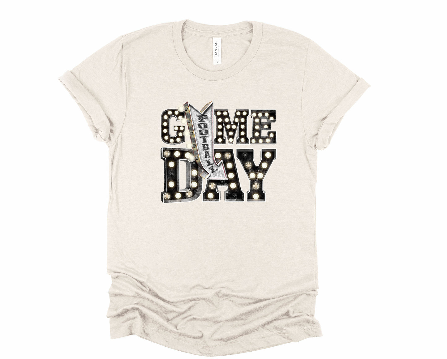 Wholesale Game Day Lights Graphic Tee - Heather Sand