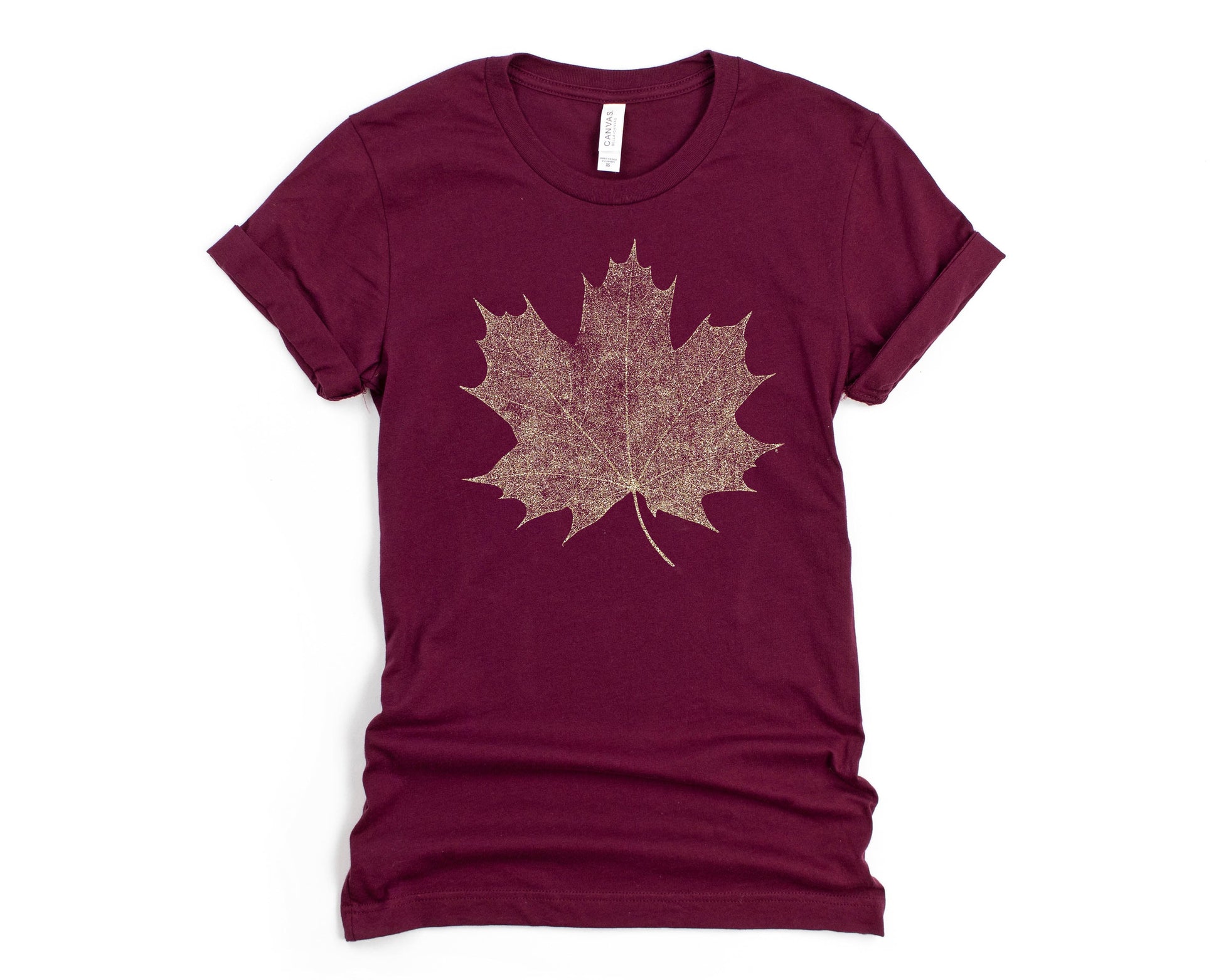 Wholesale Gold maple Graphic Tee - Maroon