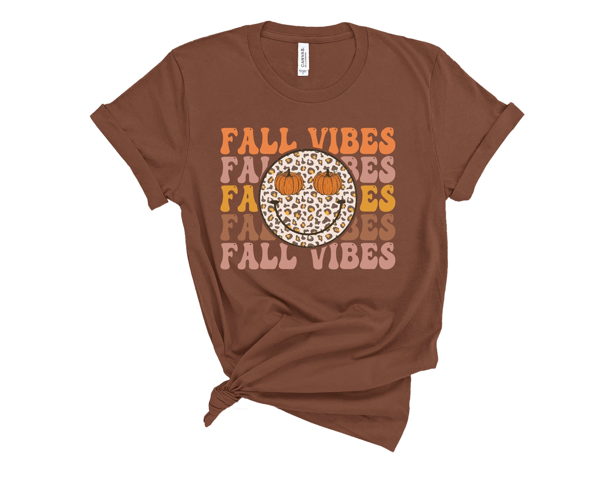 Wholesale Happy Fall Vibes Graphic Tee - Chestnut