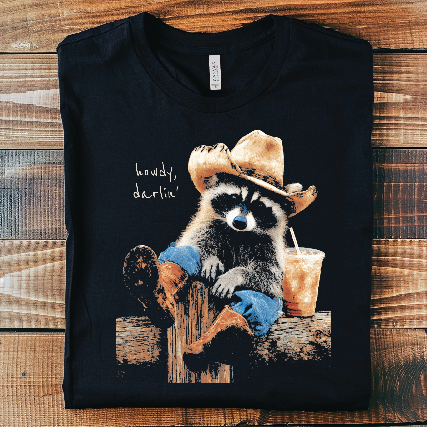 Howdy Darlin' Western Raccoon -Unisex Graphic Tee