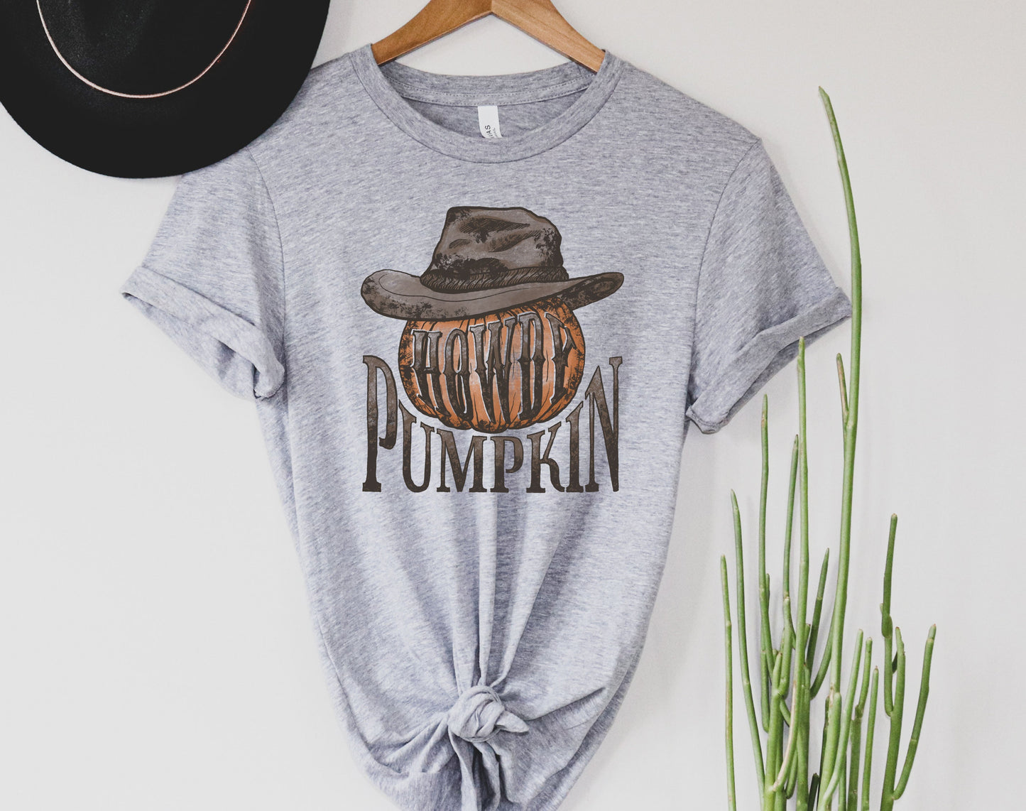 Wholesale Howdy Pumpkin Graphic Tee - Heather Grey