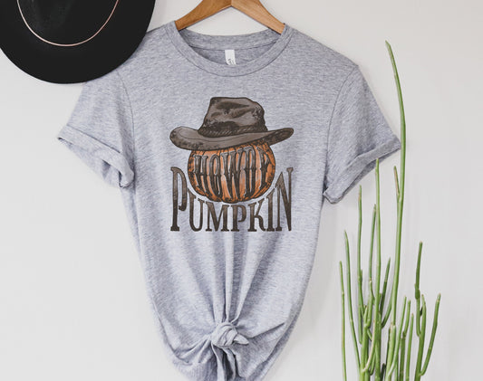 Wholesale Howdy Pumpkin Graphic Tee - Heather Grey