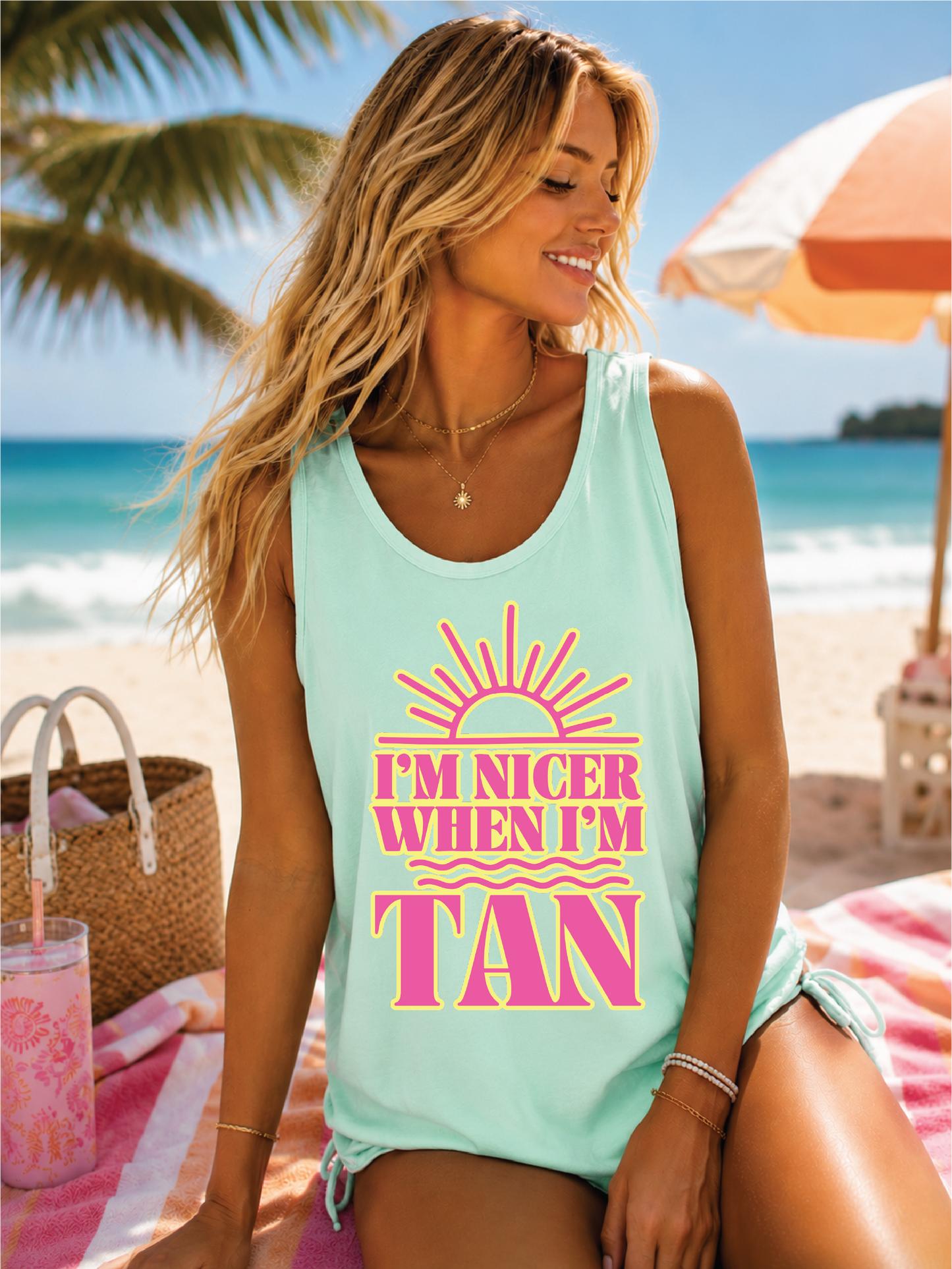 I'm A Better Person Tan - Unisex Graphic Tank Top