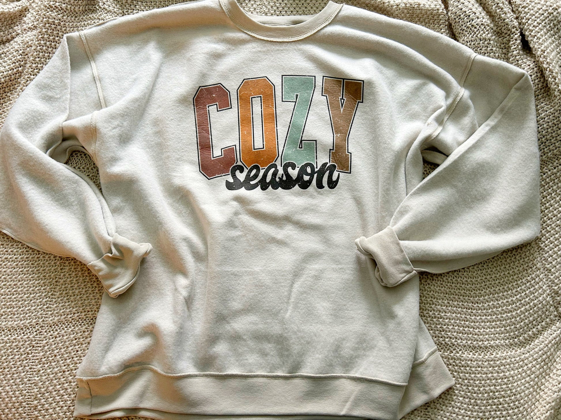 Wholesale Cozy Season INSIDE OUT SWEATSHIRT - Sand Sweatshirt