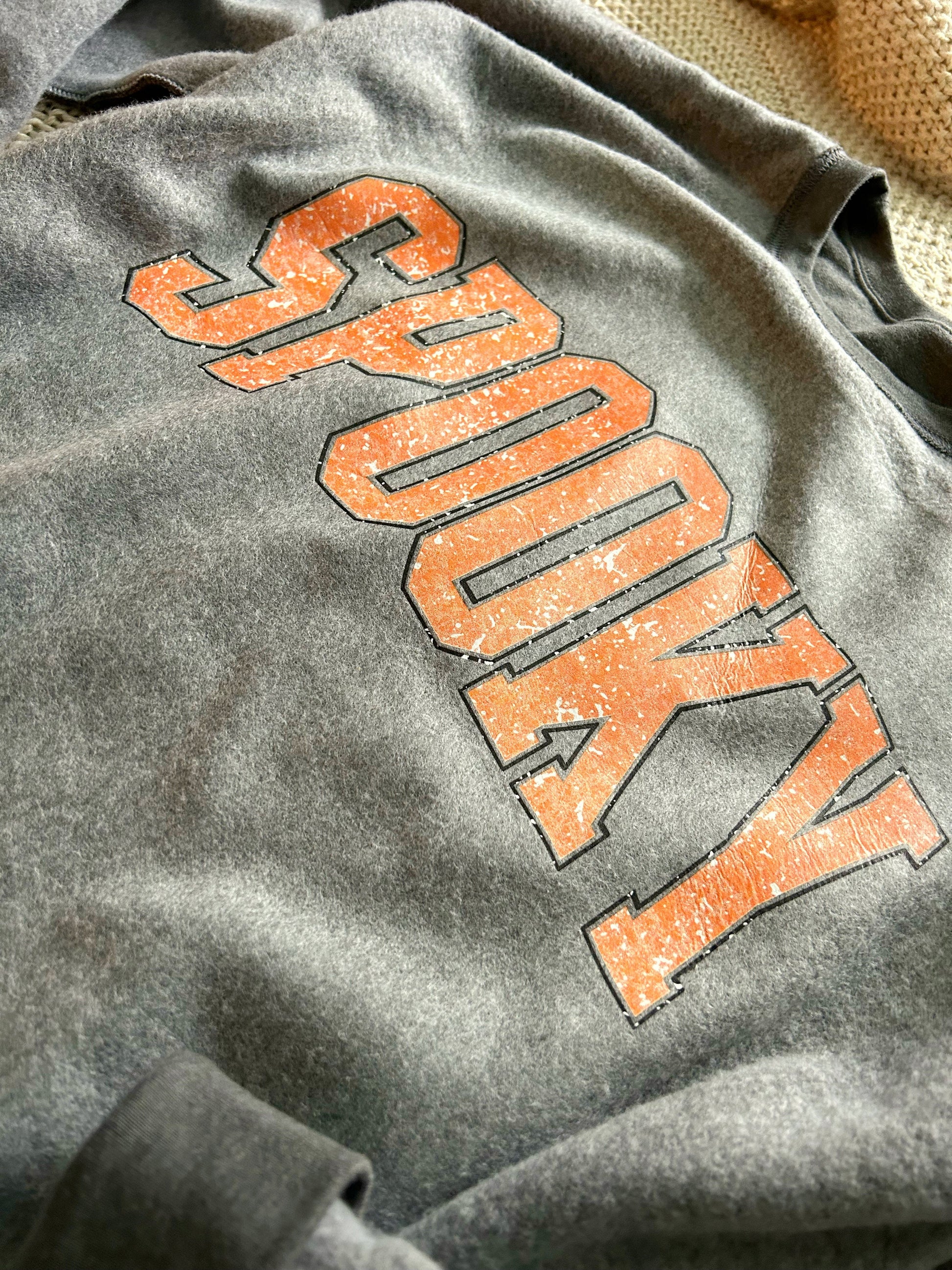 Wholesale Spooky Varsity INSIDE OUT SWEATSHIRT - Charcoal Sweatshirt