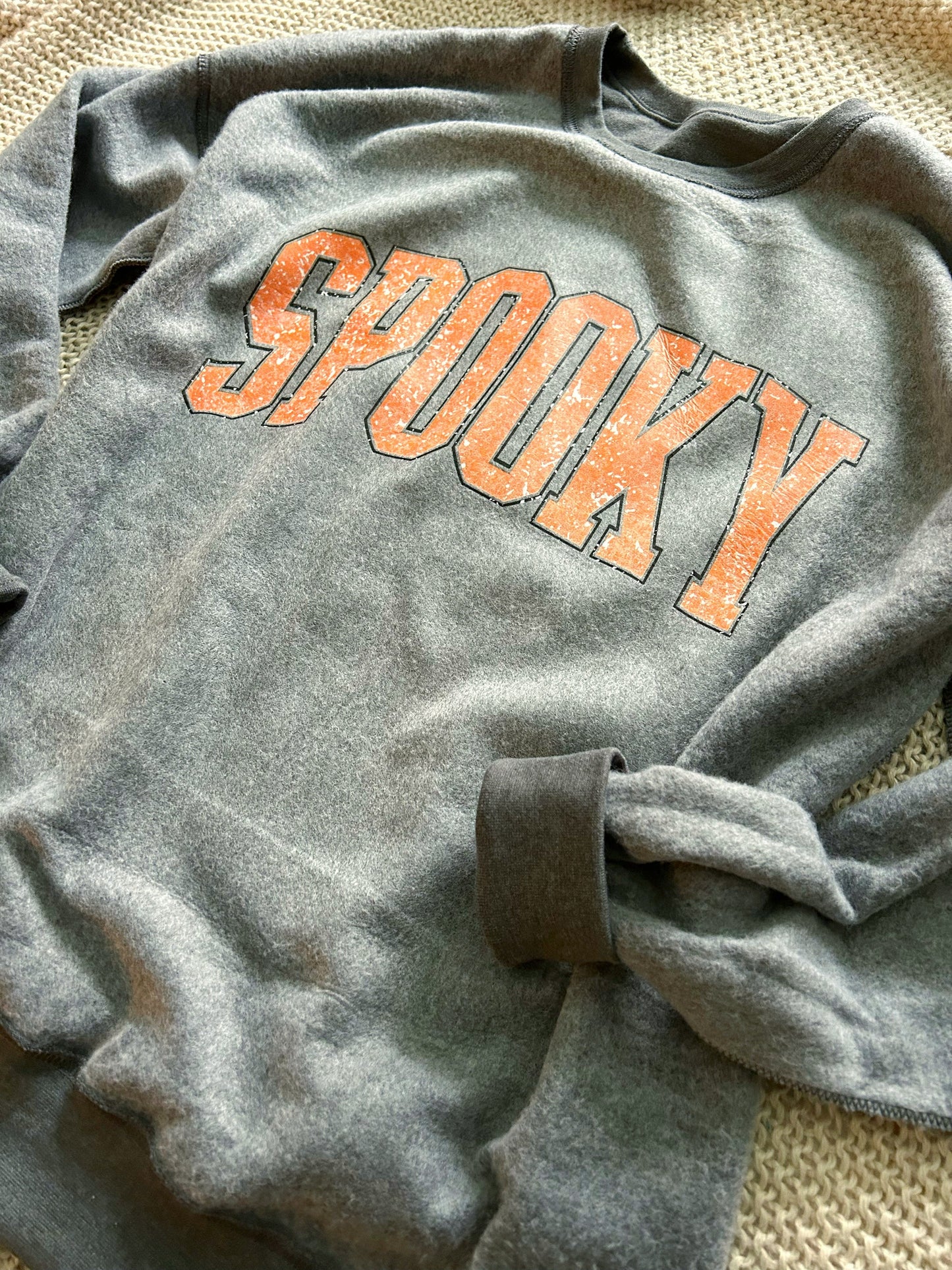 Wholesale Spooky Varsity INSIDE OUT SWEATSHIRT - Charcoal Sweatshirt