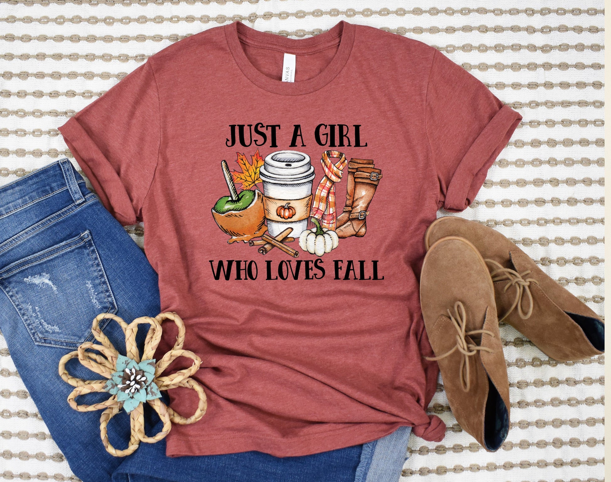 Wholesale Just a Girl Who Loves Fall Graphic Tee - Grey
