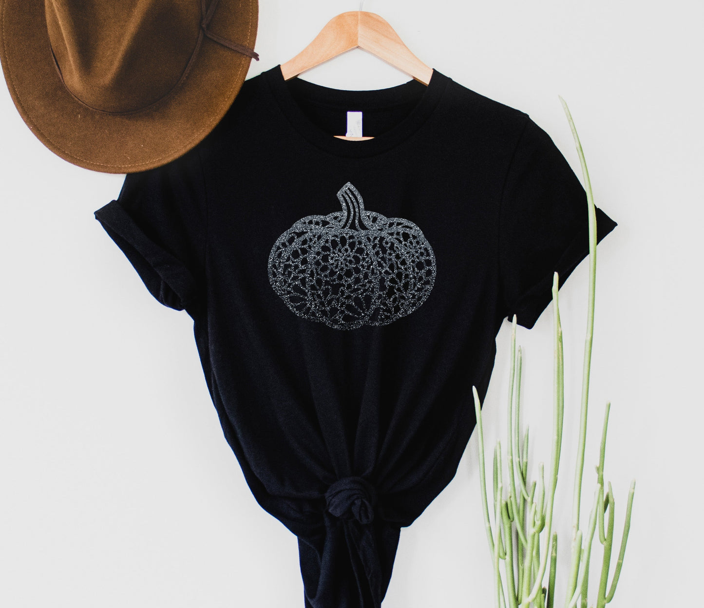 Wholesale Lace Pumpkin - Grey Graphic Tee - Black