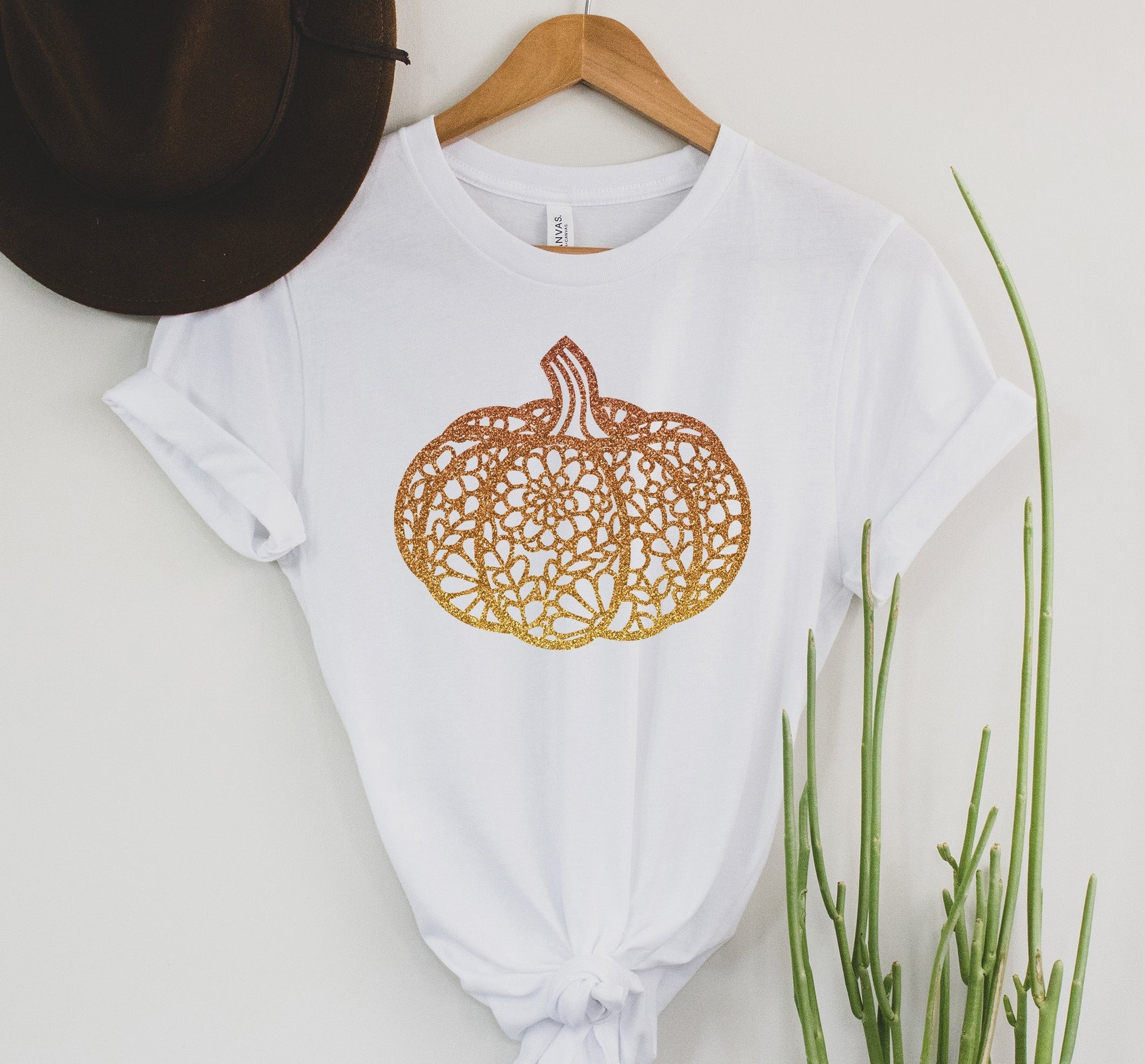 Wholesale Lace Pumpkin - Orange Graphic Tee - Orange