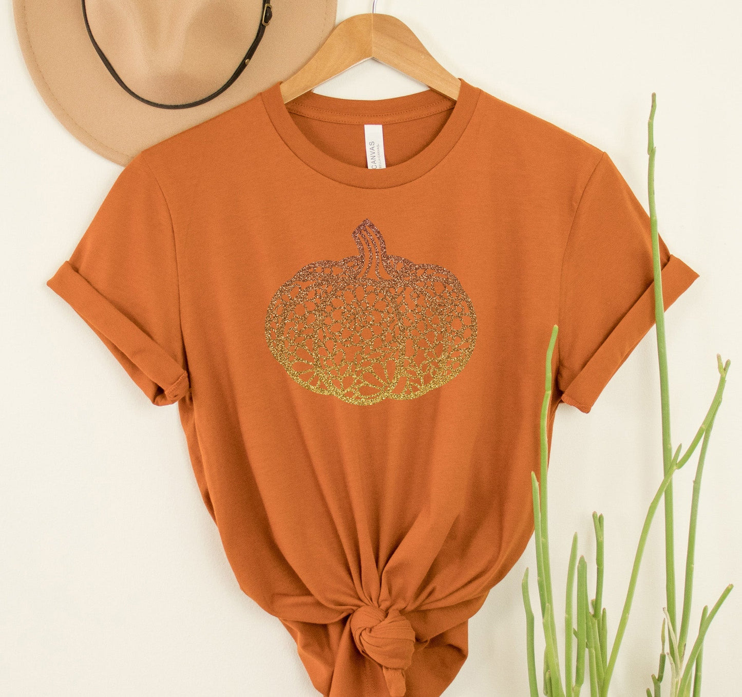 Wholesale Lace Pumpkin - Orange Graphic Tee - White