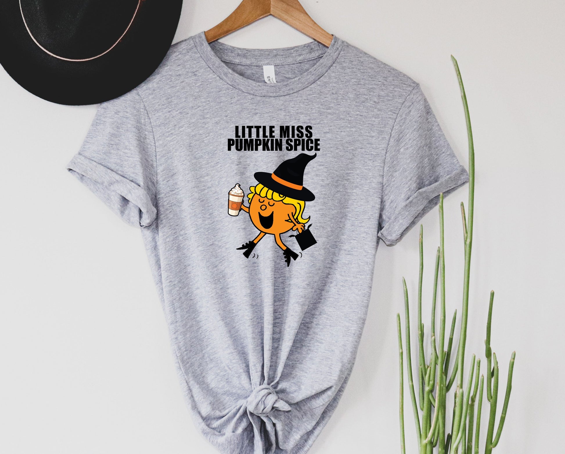Wholesale Little Miss Pumpkin Spice Graphic Tee - Heather Grey