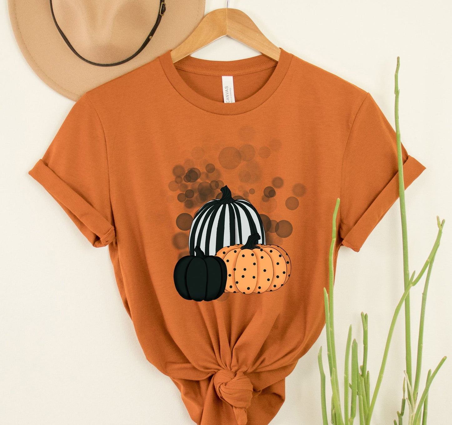 Wholesale Pattern pumpkins Graphic Tee - Orange