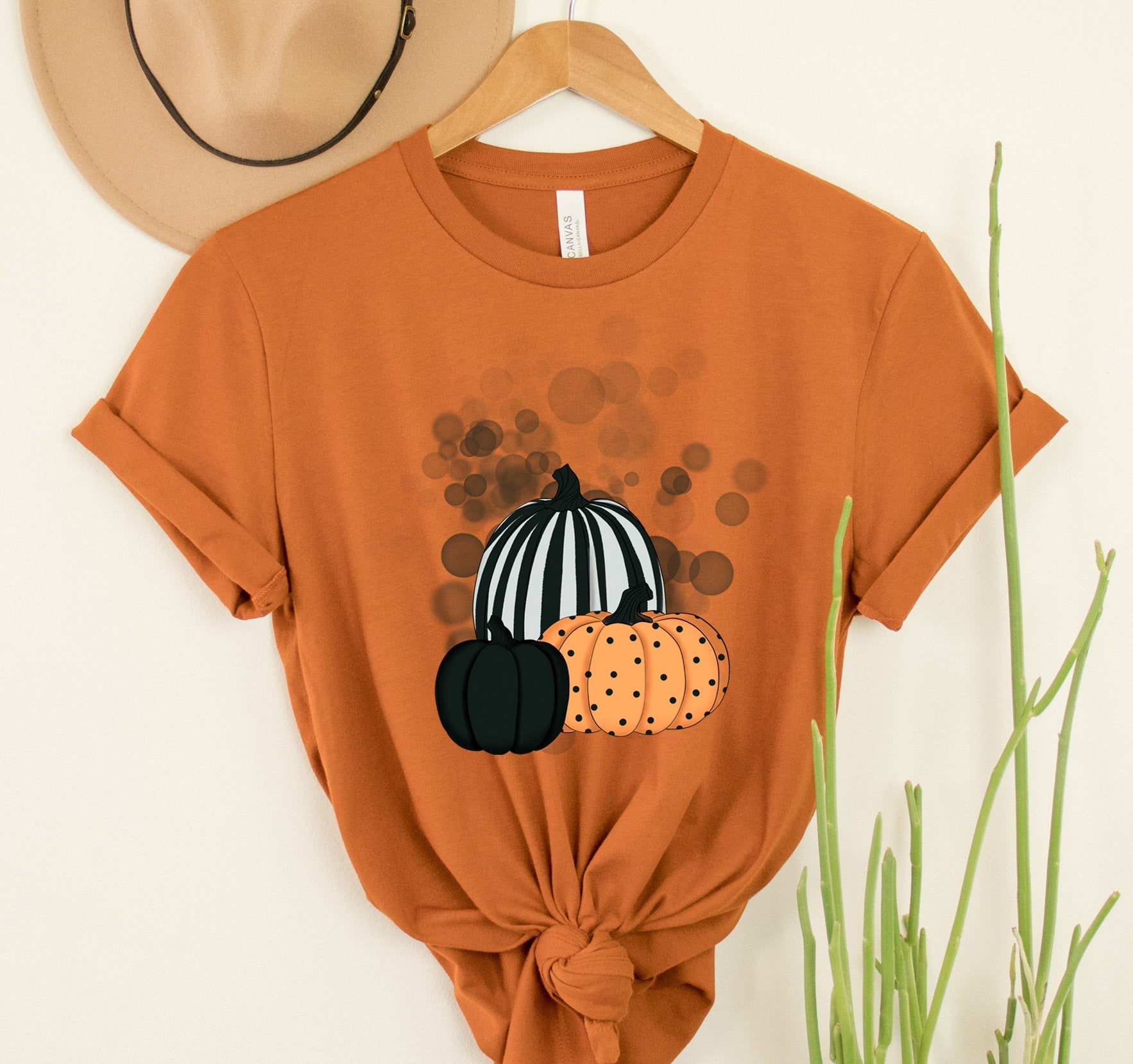 Wholesale Pattern pumpkins Graphic Tee - Orange