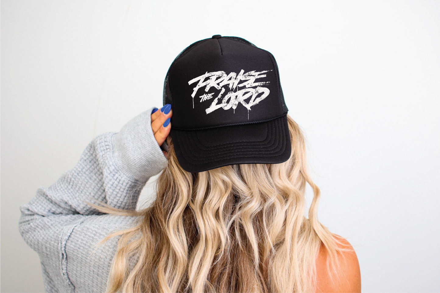 Praise The Lord DTF Printed - UNISEX Black Trucker Hat