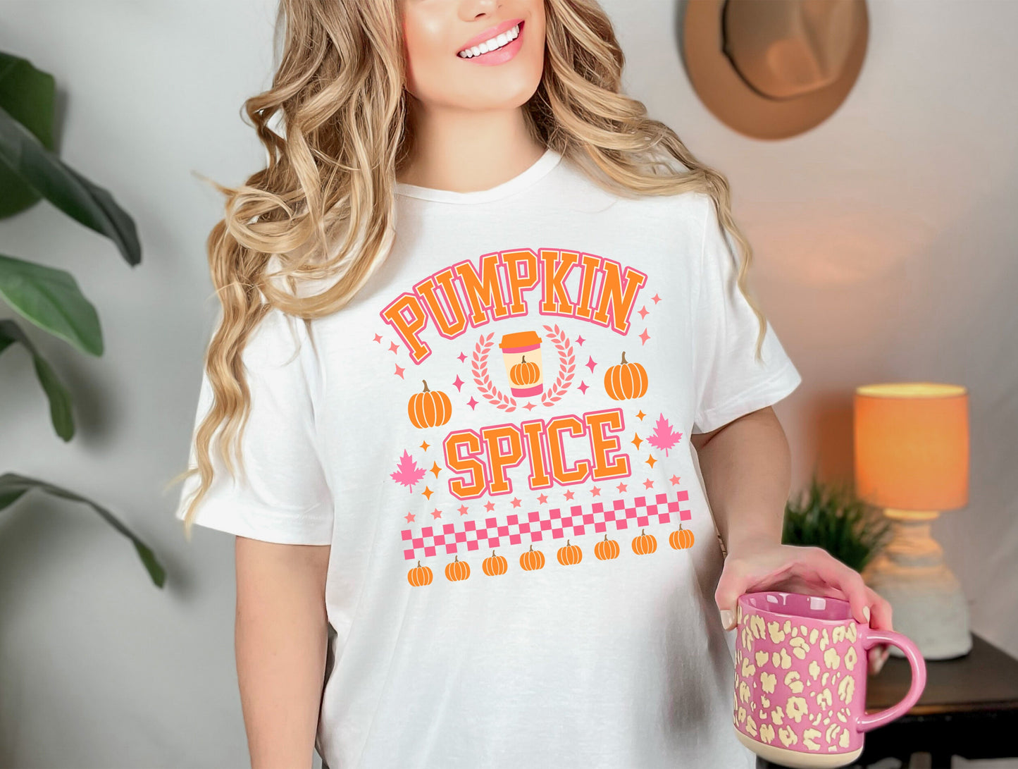 Wholesale Preppy Pumpkin Season Graphic Tee - White Short sleeve