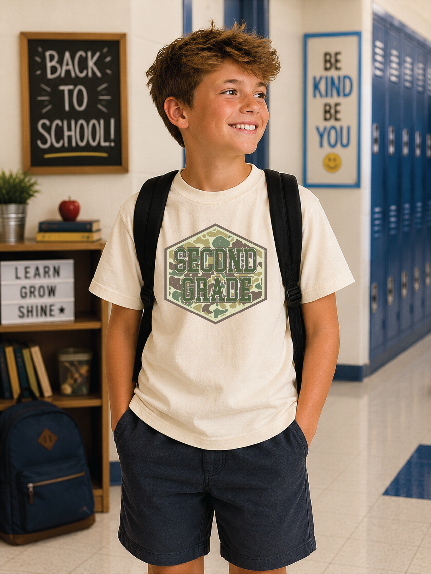 Boys 2nd Grade Duck Camo Back to School Graphic Tee